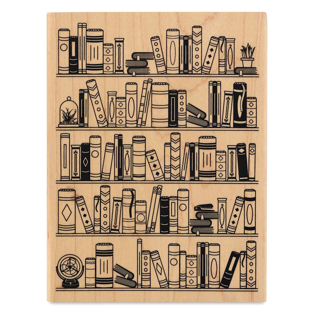 Open in modal - Hero Arts Bookcase Woodblock Stamp - 5.25" x 4"
