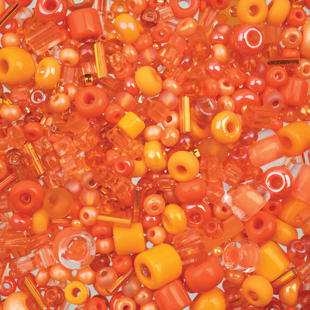 Open in modal - John Bead Bead Bar Czech Glass Bead Assortment - Orange, 20 g