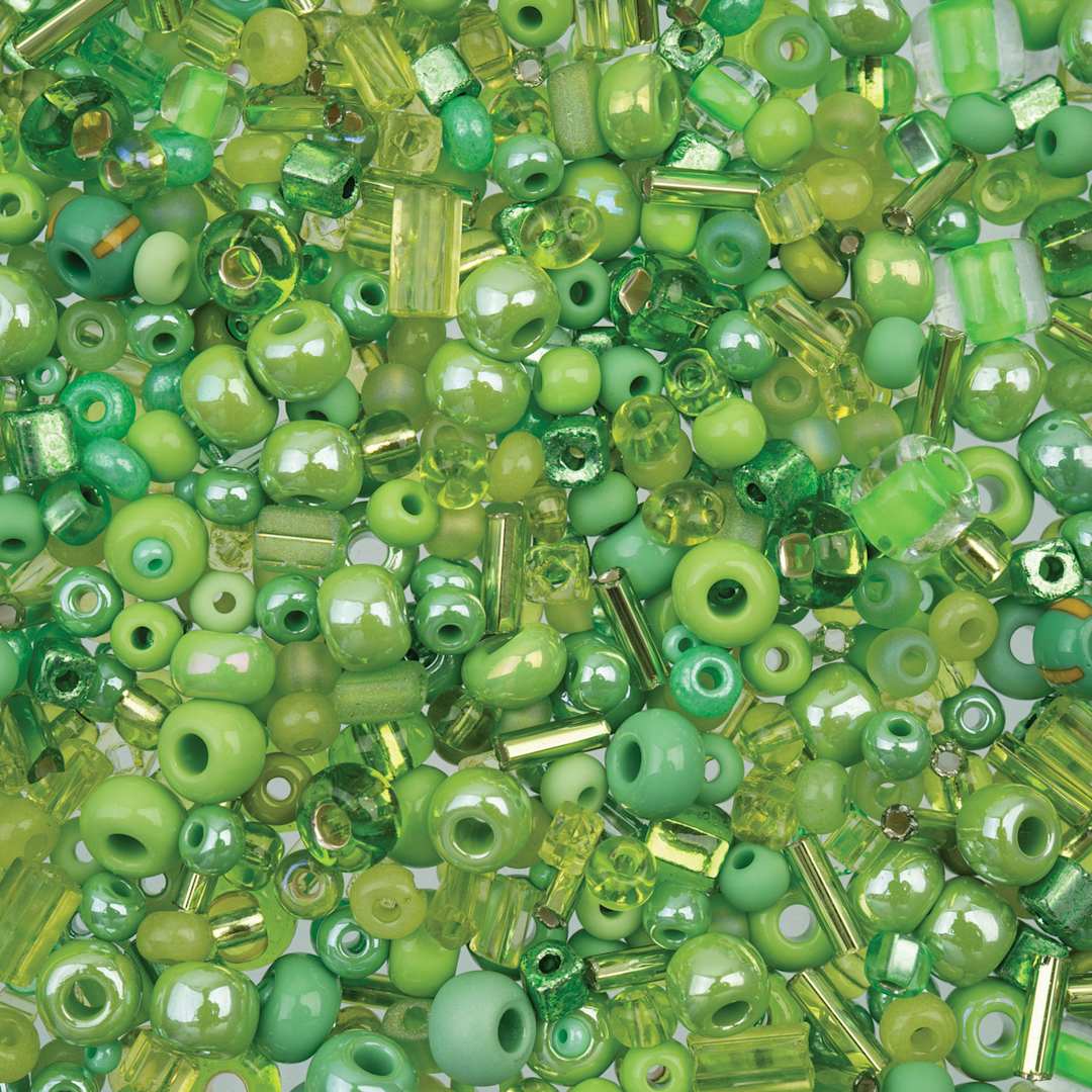 Open in modal - John Bead Bead Bar Czech Glass Bead Assortment - Light Green, 50 g