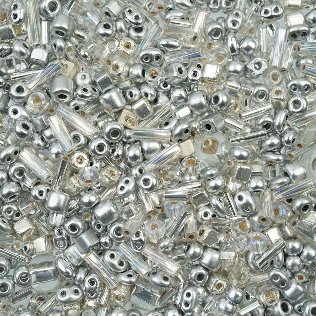 Open in modal - John Bead Bead Bar Czech Glass Bead Assortment - Silver, 50 g