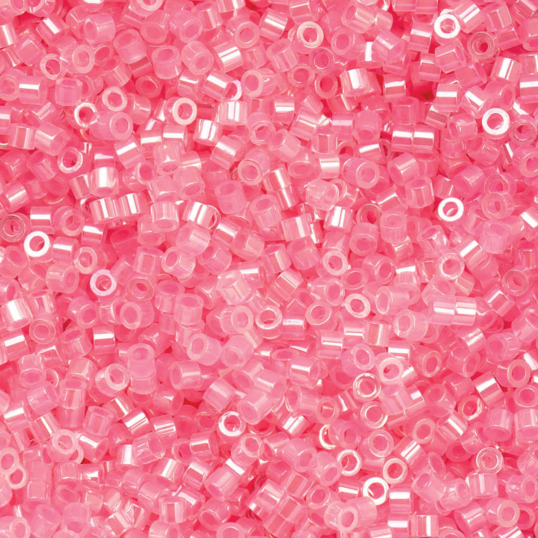 Open in modal - John Bead Cylin 11/0 Ceylon Cylindrical Seed Beads - Dark Crystal Pink Lined, 25g