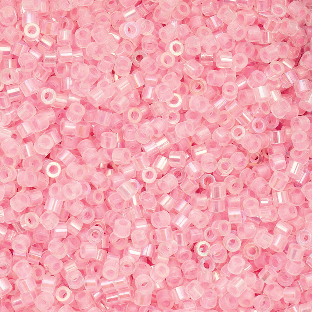 Open in modal - John Bead Cylin 11/0 Glow in the Dark Cylindrical Seed Beads - Pink AB, 25g