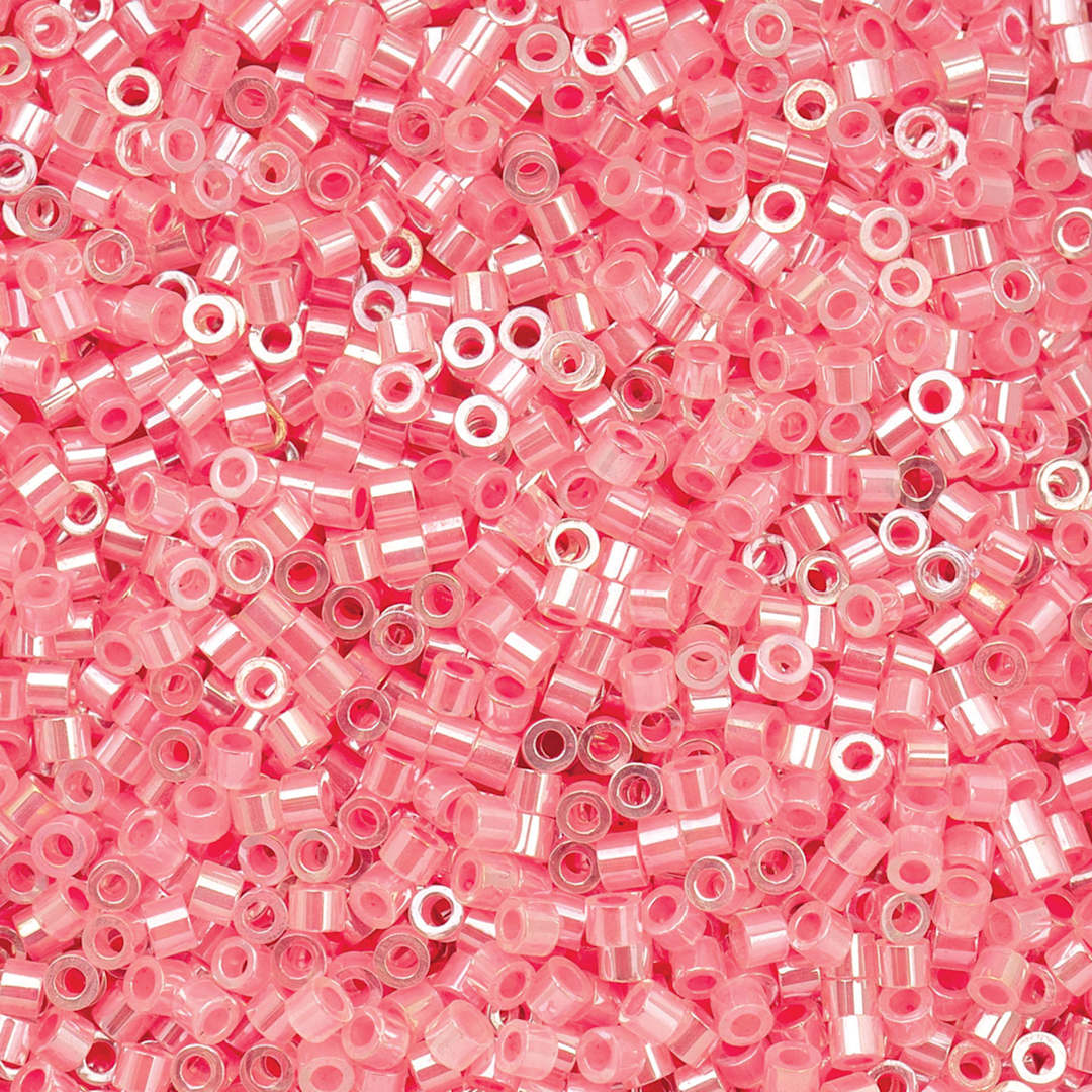 Open in modal - John Bead Cylin 11/0 Ceylon Cylindrical Seed Beads - Crystal Rose Lined, 25g