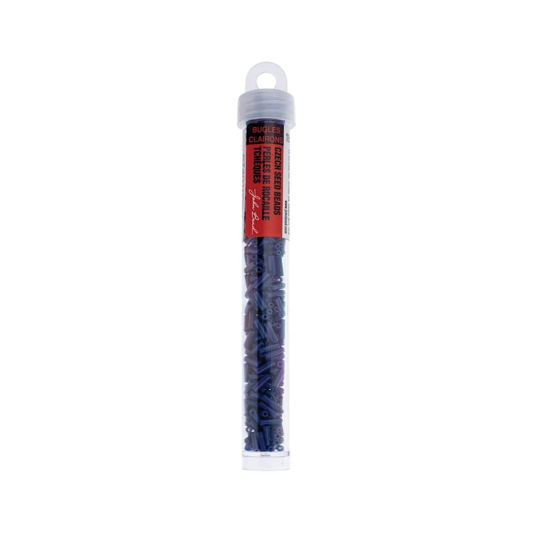 Open in modal - John Bead Czech Glass #3 Bugle Beads - Opaque Dark Royal Blue, 6.5 mm, 19 g Tube