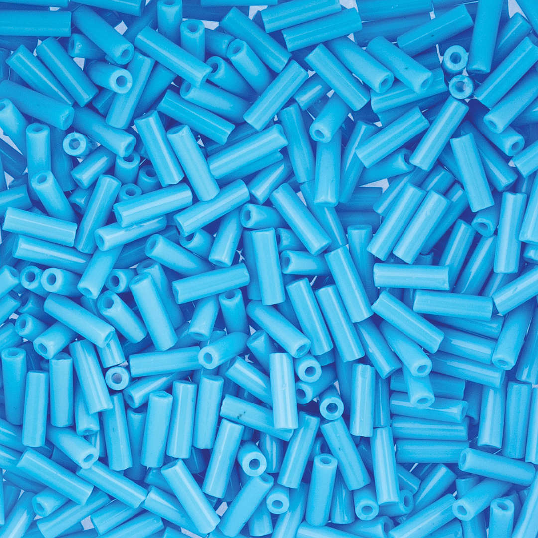 Open in modal - John Bead Czech Glass #3 Bugle Beads - Opaque Light Blue close up