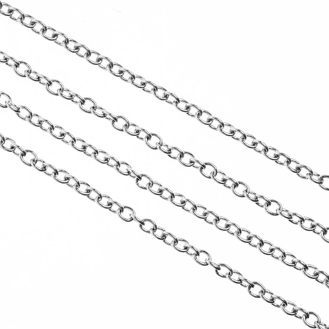 Open in modal - John Bead Stainless Steel Jewelry Chain - Rolo Chain, 1 m Long, 2 mm x 1.5 mm Links