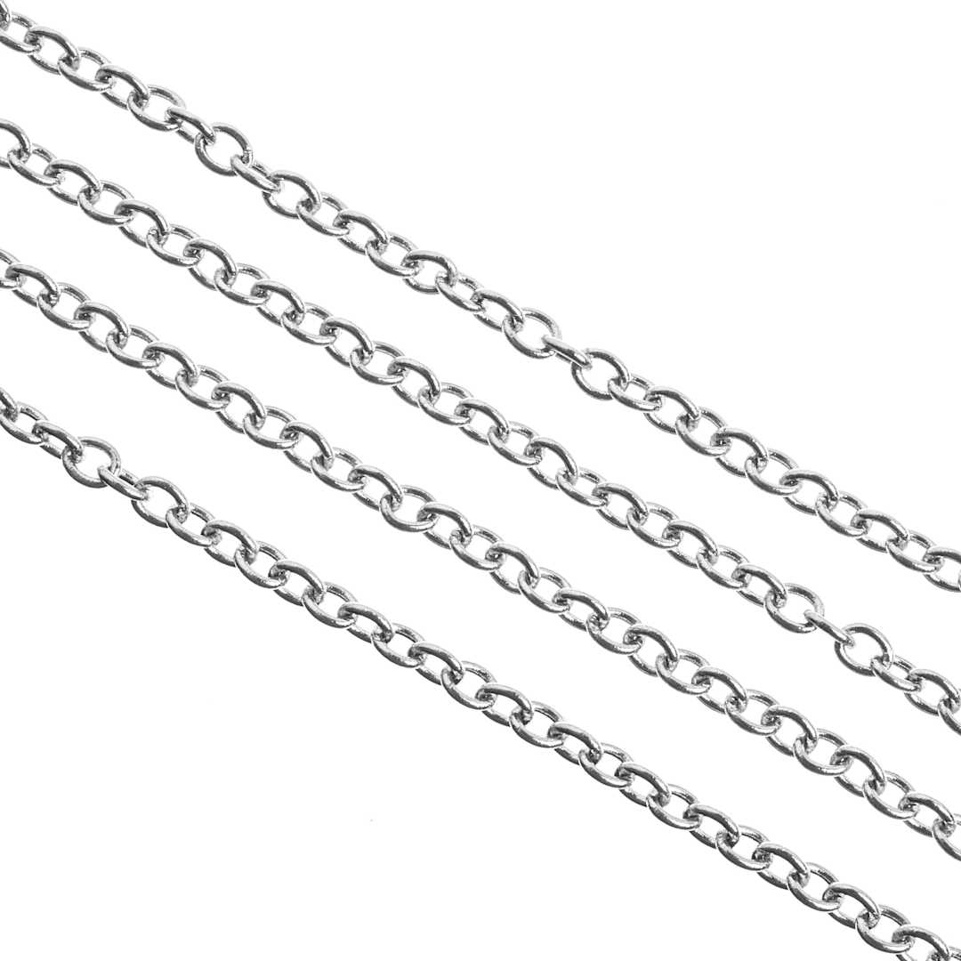 Open in modal - John Bead Stainless Steel Jewelry Chain - Rolo Chain, 1 m Long, 2.5 mm x 2 mm Links close up showing links