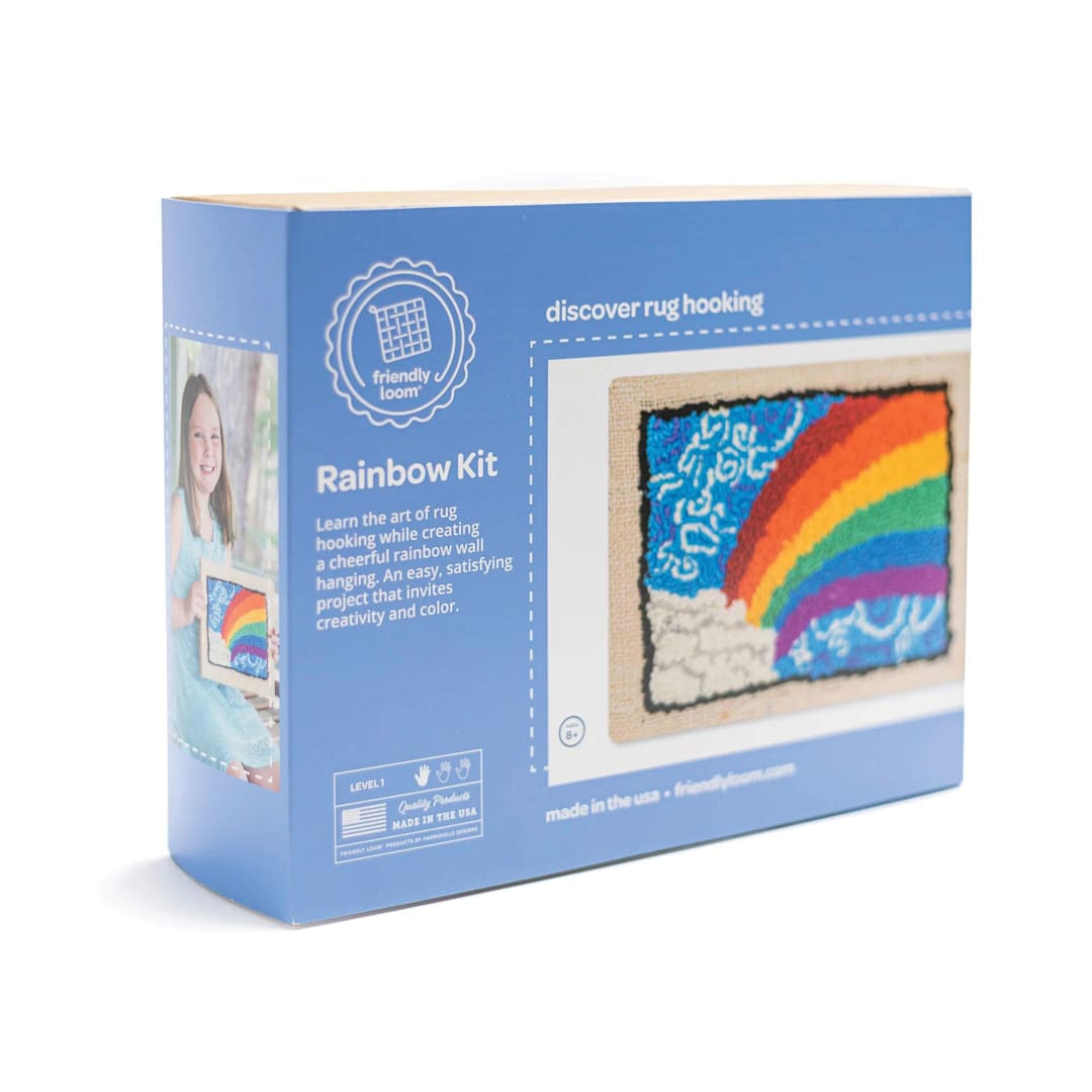 Open in modal - Friendly Loom Discover Rug Hooking Kit - Rainbow, 5" x 7" packaging