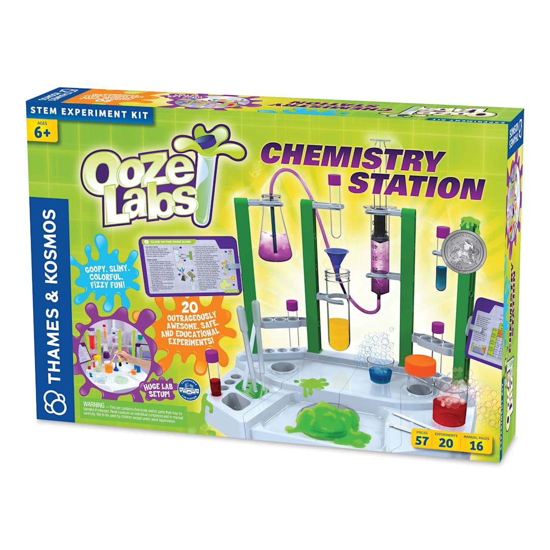 Open in modal - Thames & Kosmos Ooze Labs Chemistry Station STEM Experiment Kit (front of box)