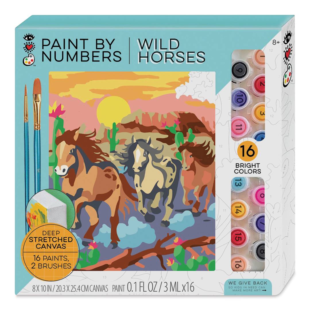 Open in modal - Bright Stripes iHeartArt Paint By Number Kit - Wild Horses, front of packaging