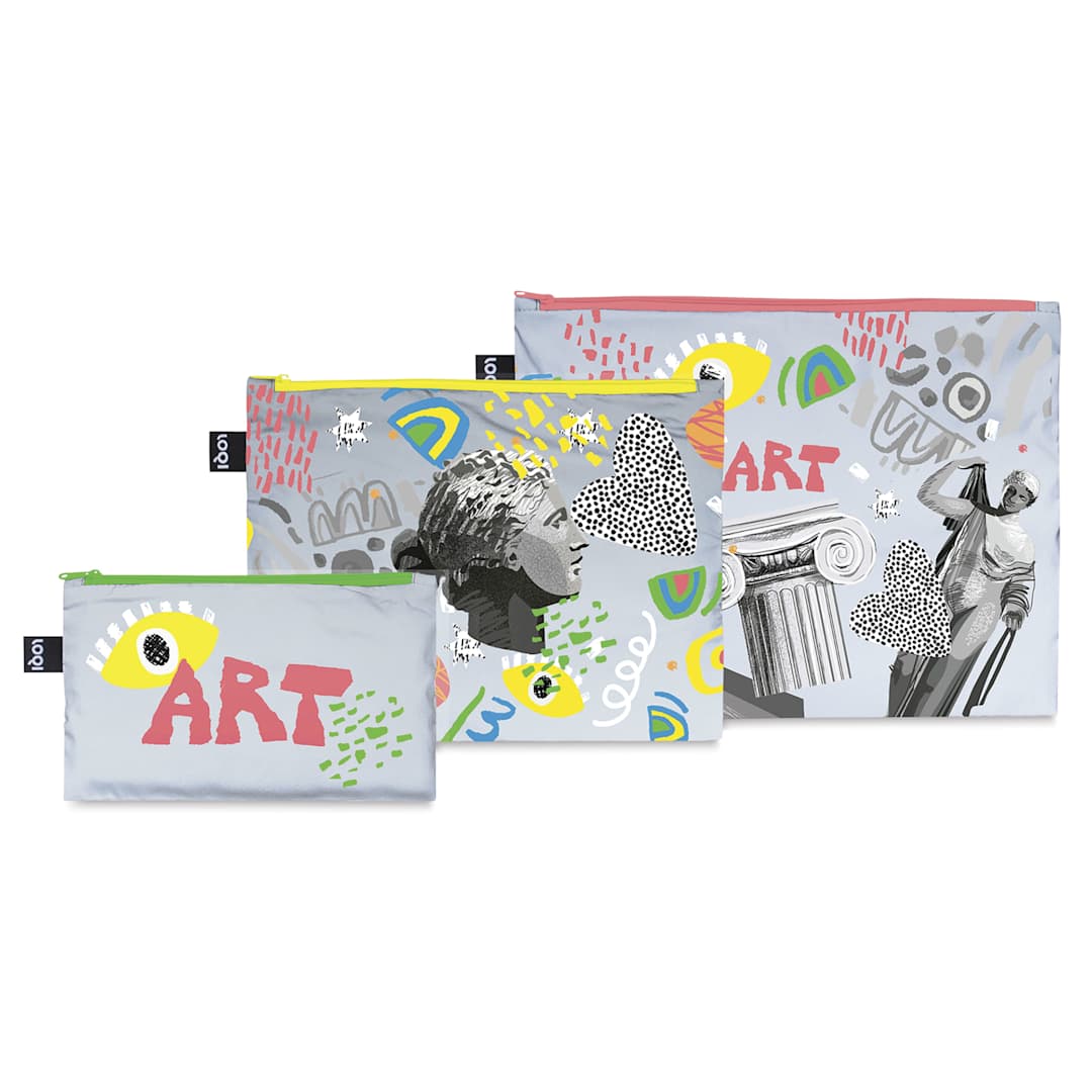 Open in modal - Loqi Zip Pocket Set - Classic Art, Set of 3