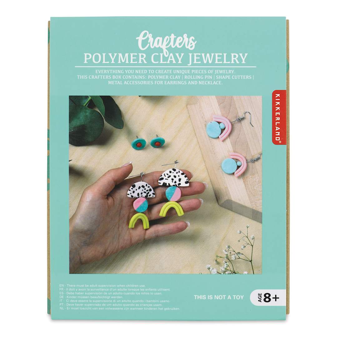 Open in modal - Kikkerland Crafters Polymer Clay Jewelry Kit (Front of package)