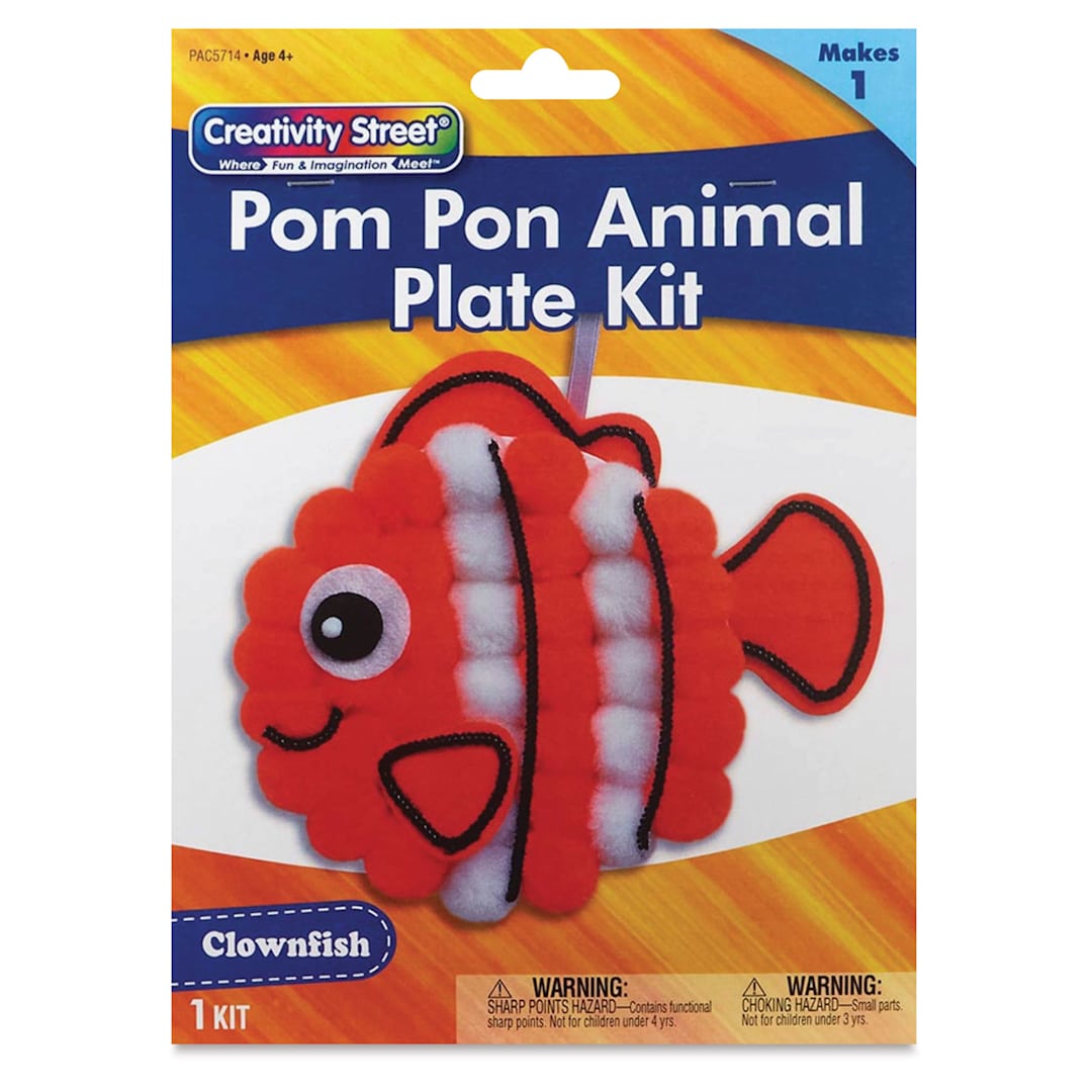 Open in modal - Creativity Street Pom Pon Animal Plate Kit - Clownfish (front of packaging)