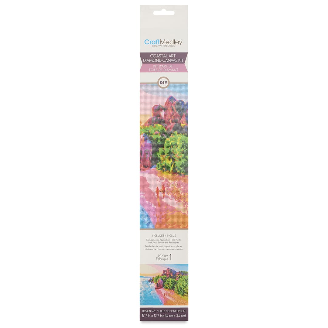 Open in modal - Craft Medley Diamond Painting Canvas Art Kit - Walk On The Beach - front of packaging