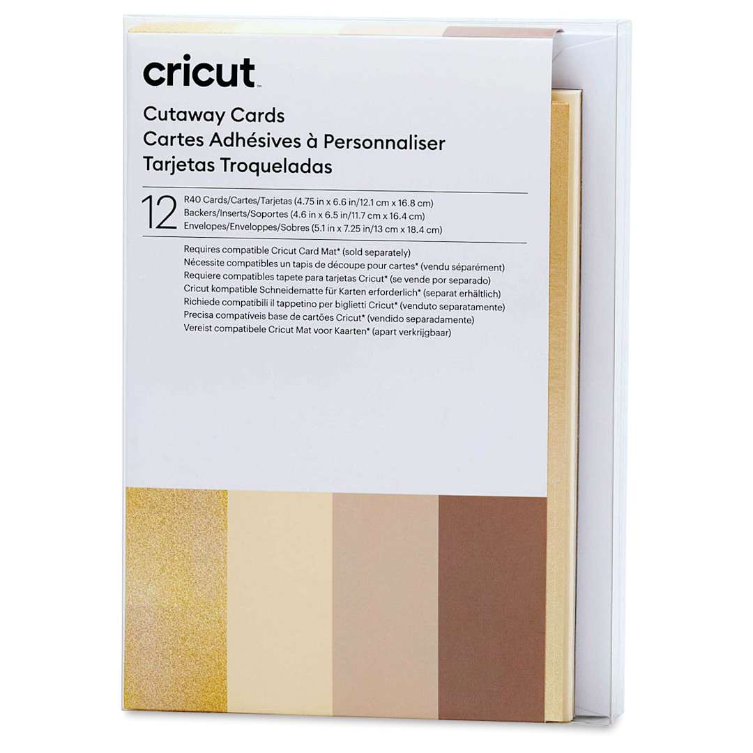 Open in modal - Cricut Cutaway Cards, Inserts, and Envelopes - Neutrals, Pkg of 12, front of the packaging. 
