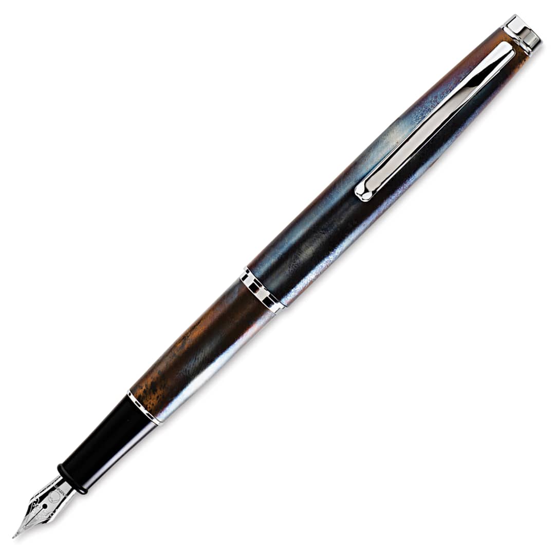 Open in modal - Monteverde Dakota Fountain Pen - Raw Flame, Medium Nib, uncapped (image may show a different size nib)