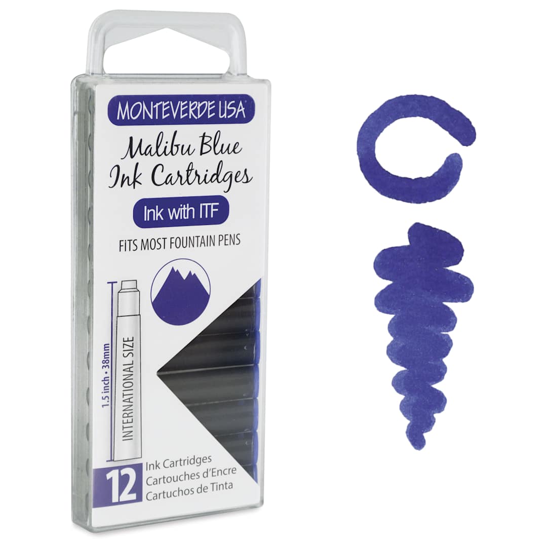 Open in modal - Monteverde Core Universal Ink Cartridge - Malibu Blue, Pkg of 12