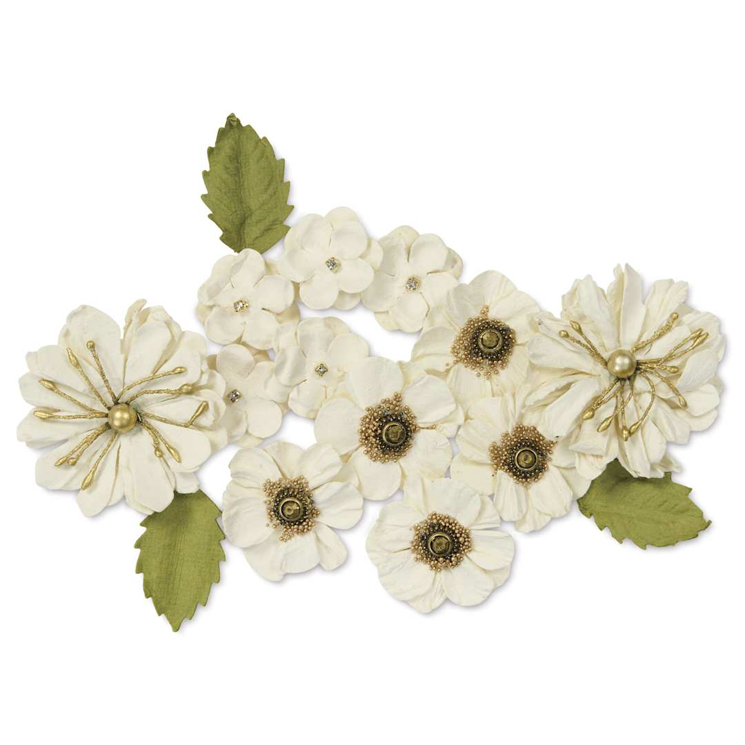 Open in modal - Little Birdie Renae Paper Flowers - Ivory Pearl, Pkg of 27
