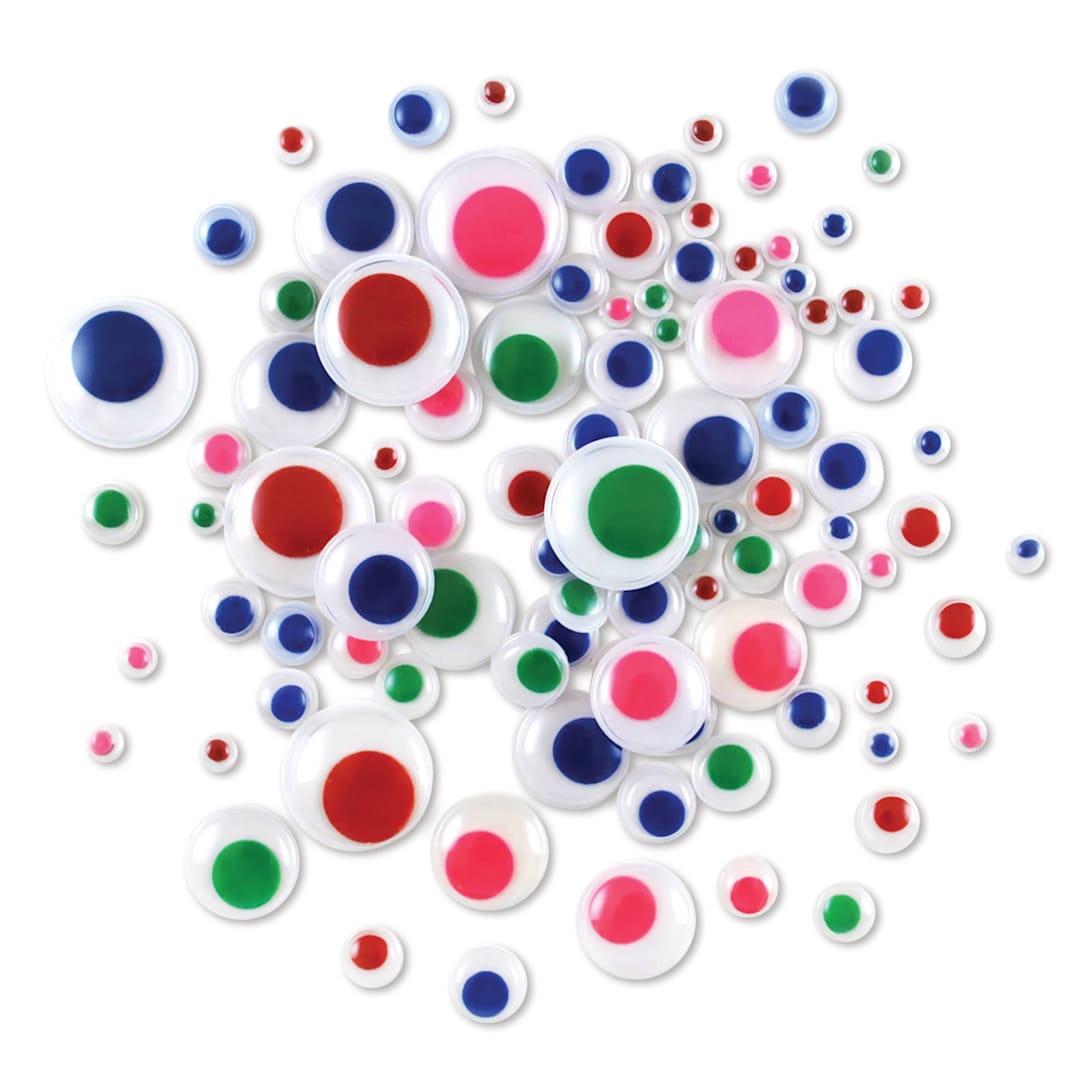 Open in modal - Krafty Kids Googly Eyes - Pkg of 92, Assorted Colors, 5-20mm, out of packaging
