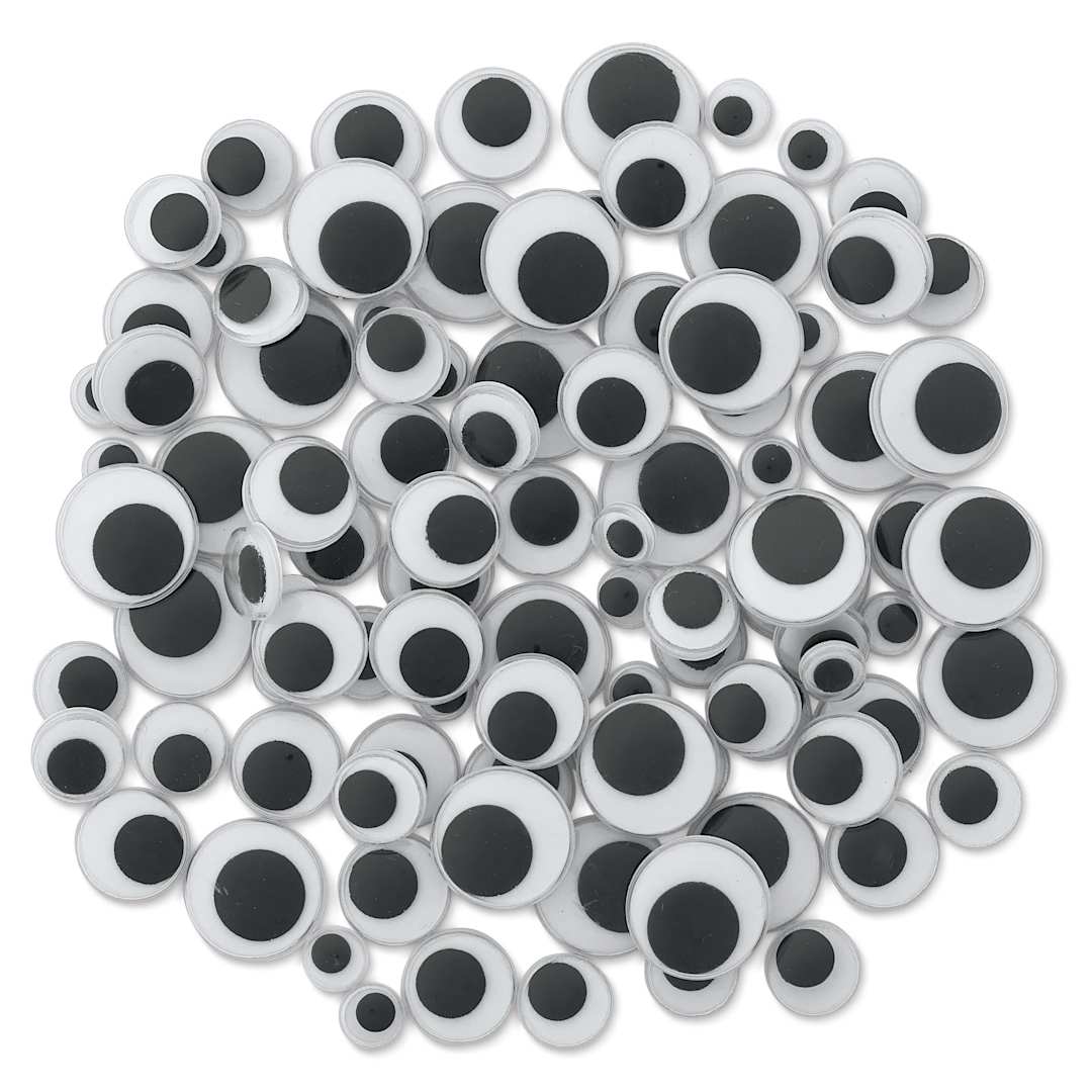 Open in modal - Creative Arts by Charles Leonard Wiggle Eyes - Pkg of 100, Black, Round, Assorted Sizes