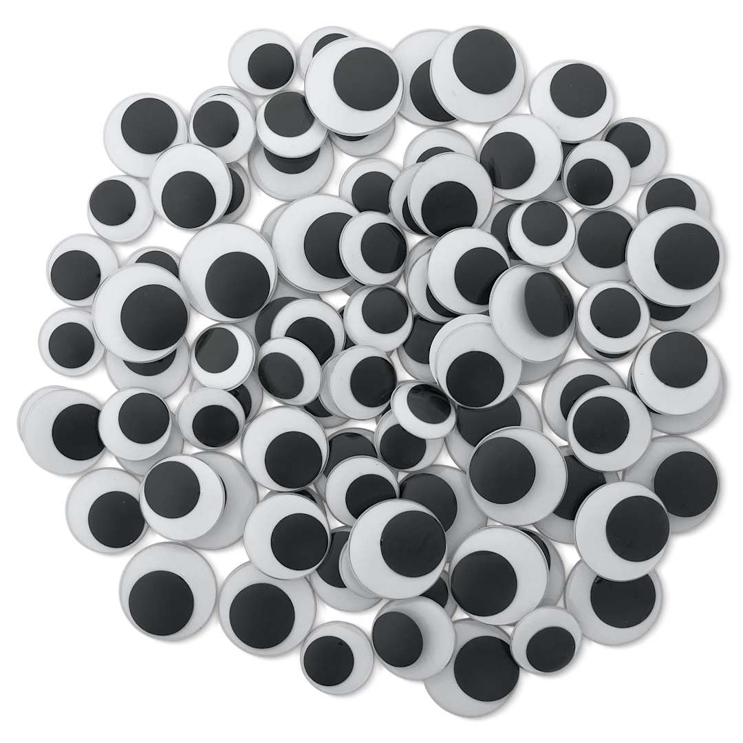 Open in modal - Creative Arts by Charles Leonard Wiggle Eyes - Pkg of 100, Black, Jumbo Round, Assorted Sizes