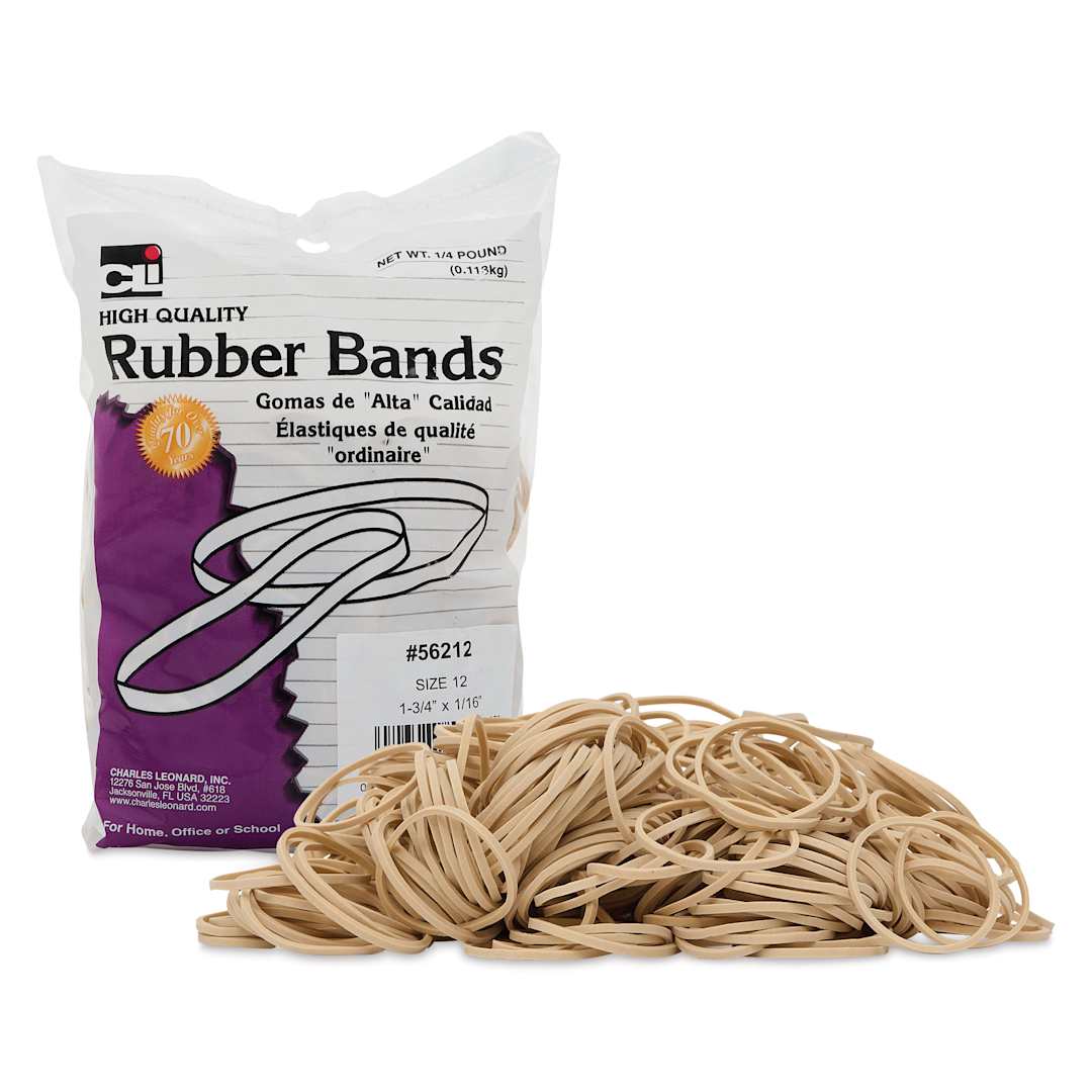 Open in modal - Charles Leonard High Quality Rubber Bands - Size 12, 1/4 lb Bag with contents