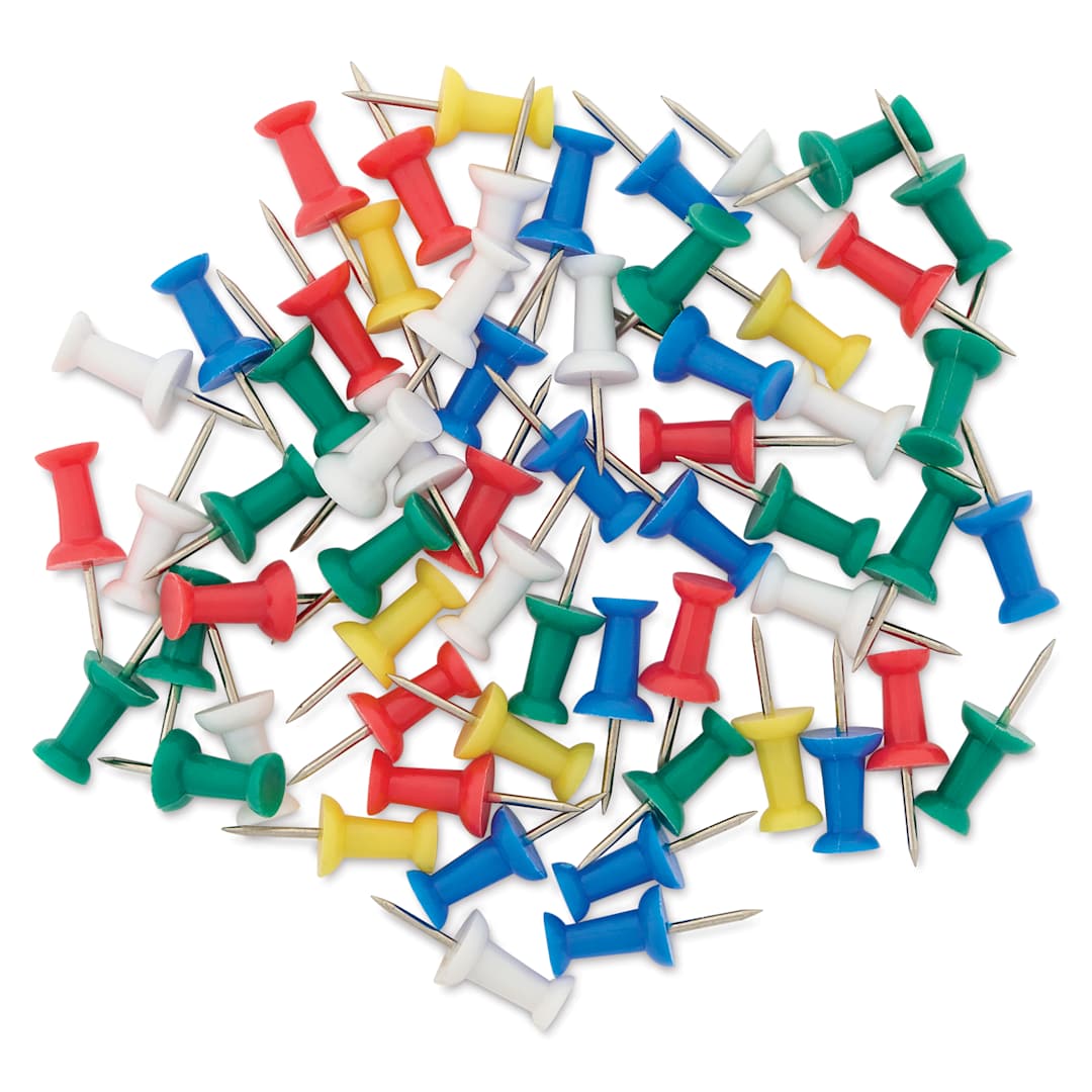 Open in modal - Charles Leonard Push Pins - Assorted, Pkg of 60