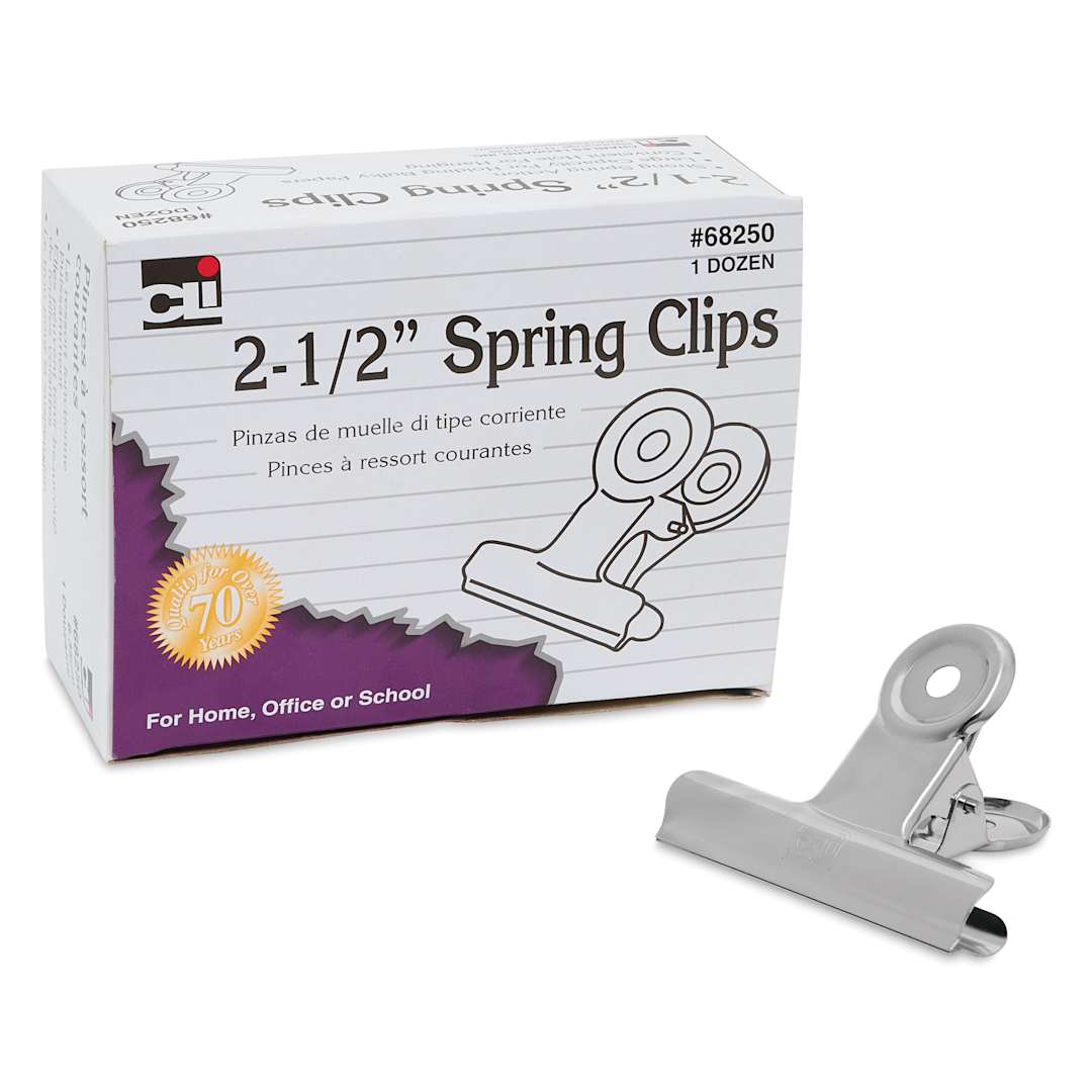 Open in modal - Charles Leonard Spring Clips - Pkg of 12, 2-1/2", single clip out of packaging