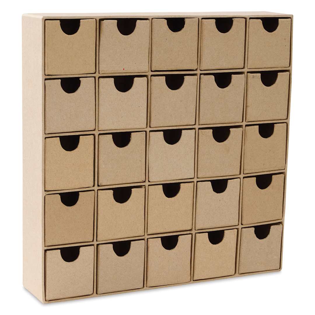 Open in modal - DecoPatch Paper Mache Multi Drawer Shelf, front