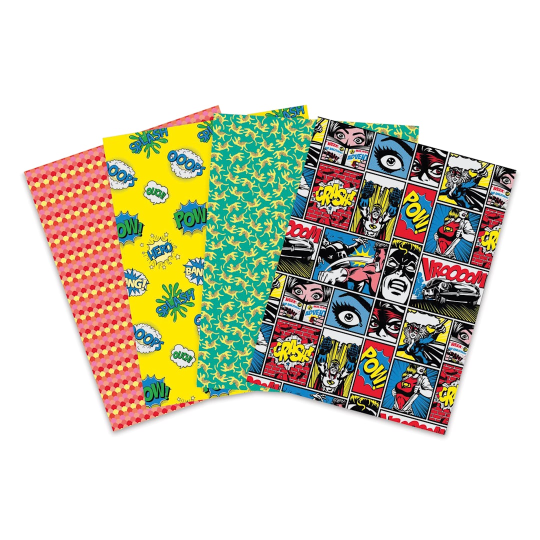Open in modal - Decopatch Mix & Patch Paper Assortment - Set of 4, Superheroes, 30 cm x 40 cm