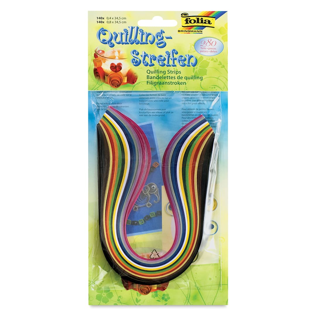Open in modal - Folia Quilling Strips - Pkg of 280, 14 Assorted Colors, 34.5 cm front of packaging