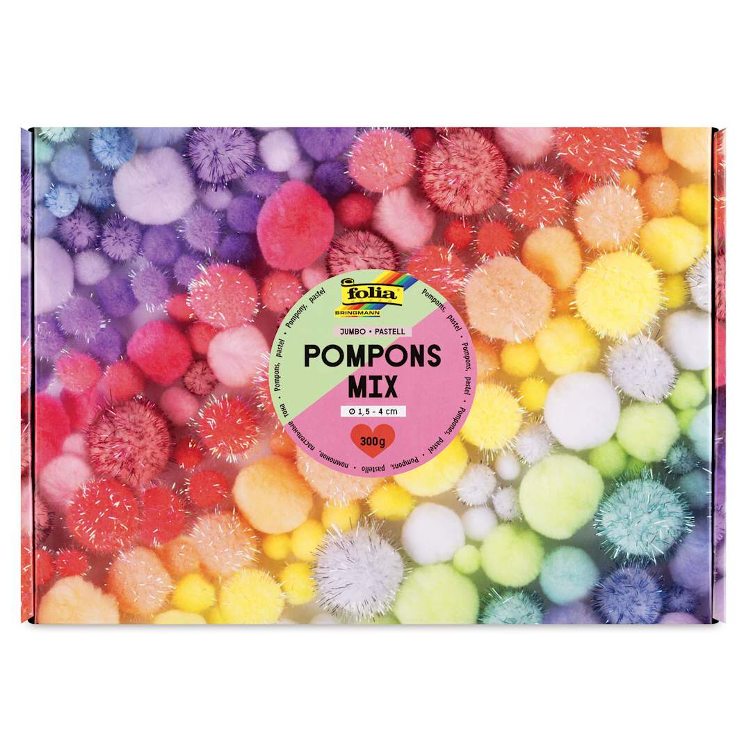 Open in modal - Folia Jumbo Pompons Mix - Pastel, 300 g front of packaging