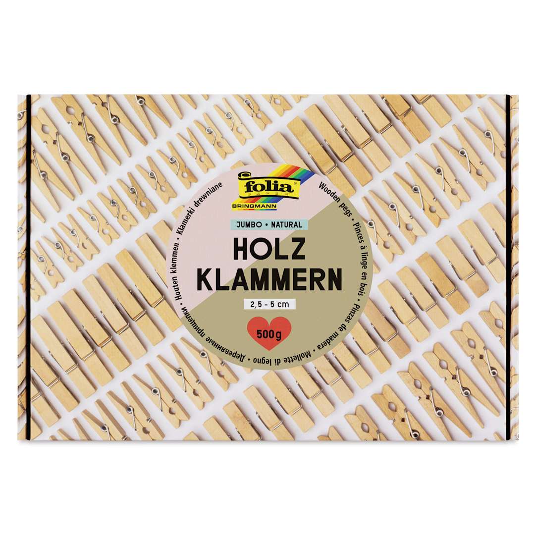 Open in modal - Folia Jumbo Wooden Peg Mix - Natural, 500 g front of packaging
