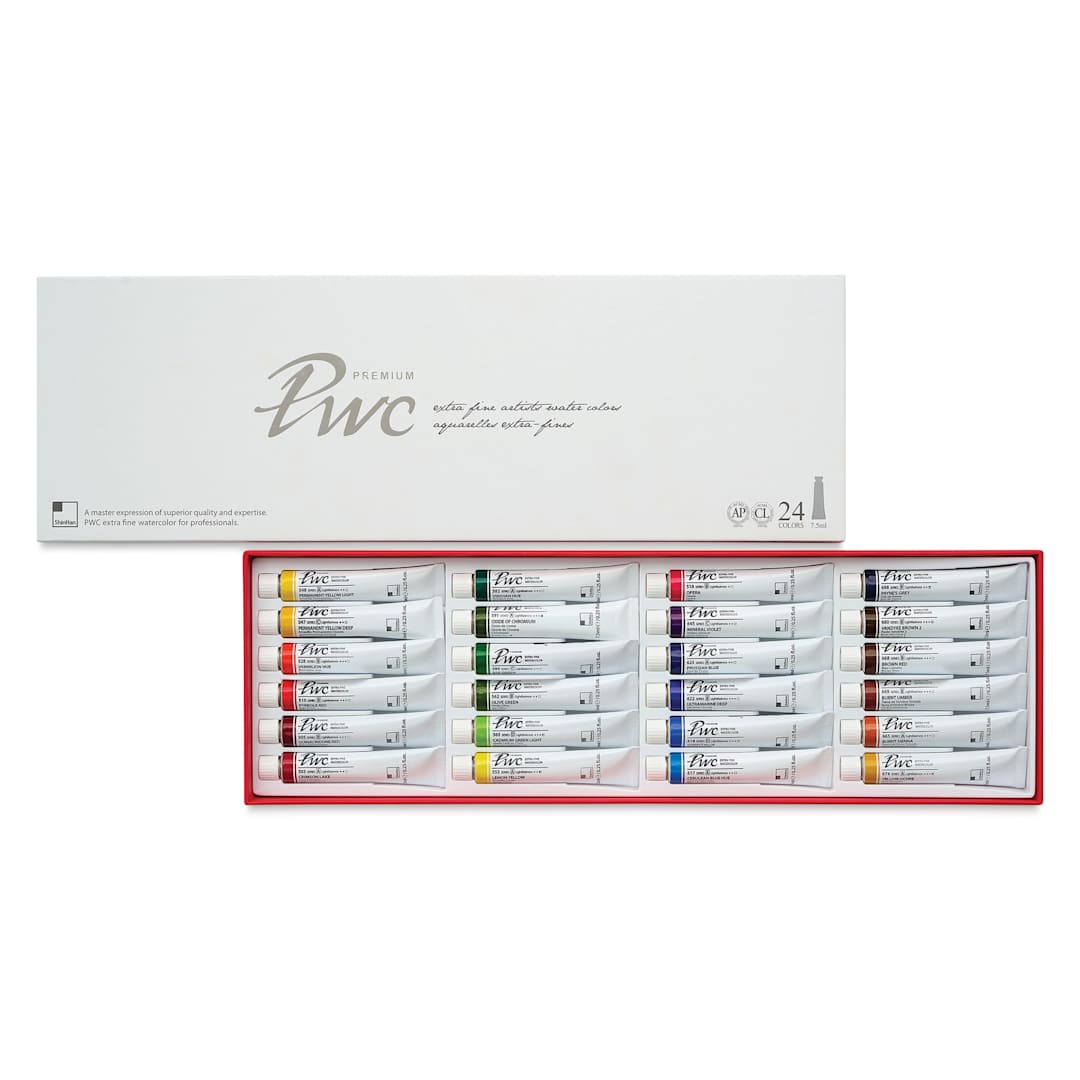 Open in modal - PWC Extra Fine Professional Watercolor - Set of 24, Assorted Colors, 7.5 ml tubes