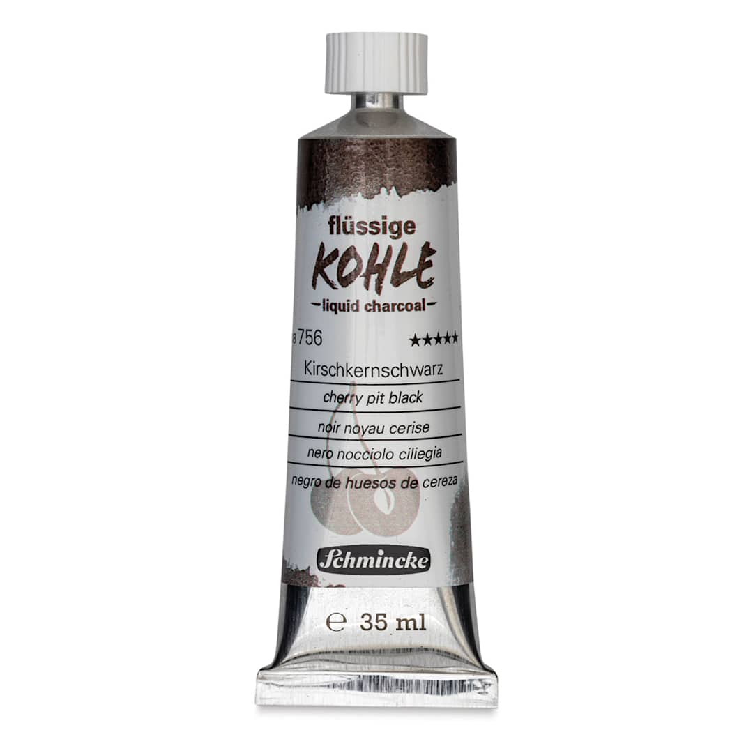 Open in modal - Schmincke Liquid Charcoal - Cherry Pit Black, 35 ml, Tube (Front)