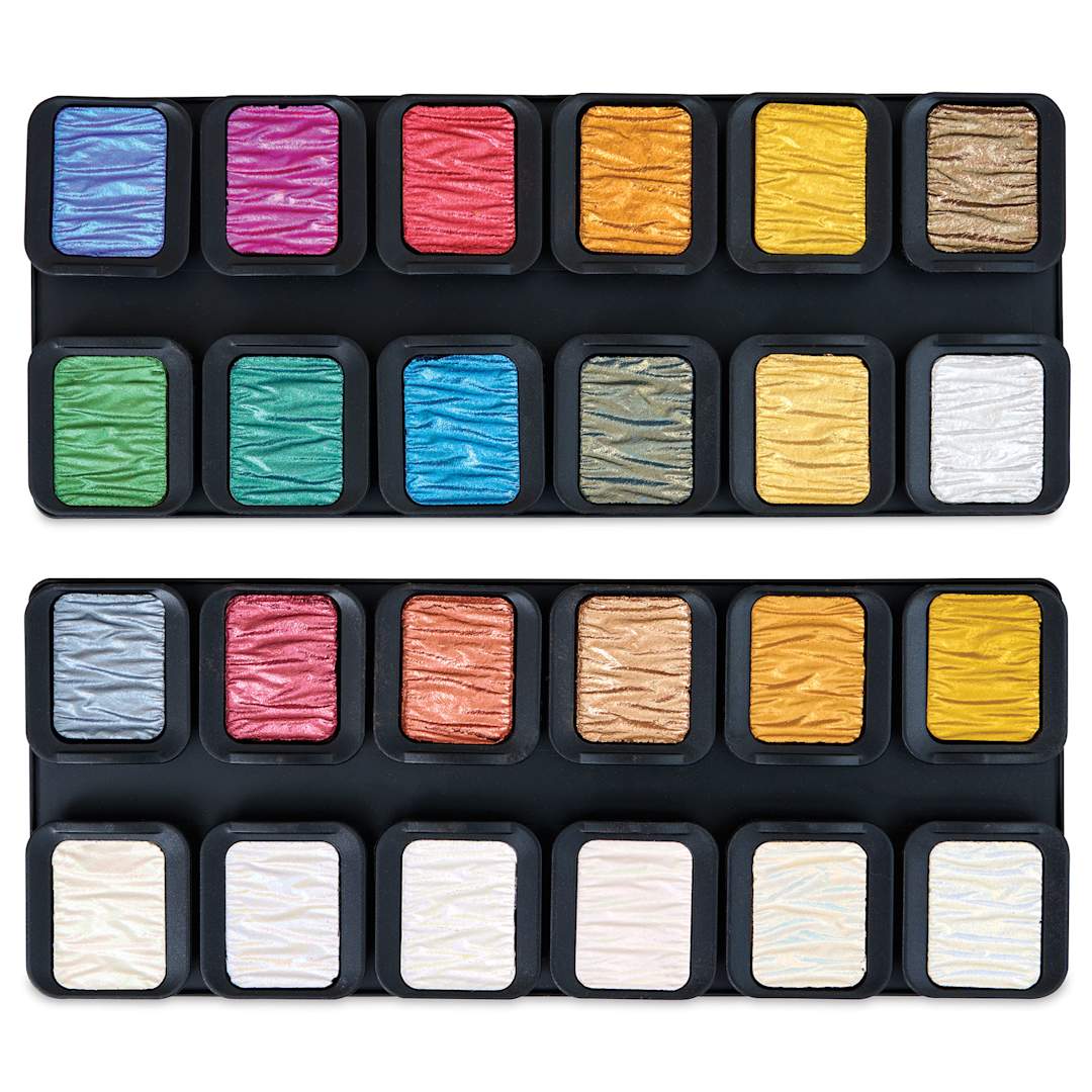 Open in modal - Finetec Premium Pearlescent Watercolor Pans Set - Four Elements, Set of 24