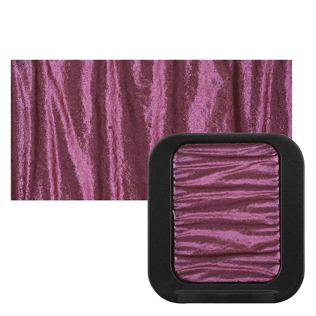 Open in modal - Finetec Premium Watercolor Pan - Sparkling Pink (Pearlescent) pan and swatch