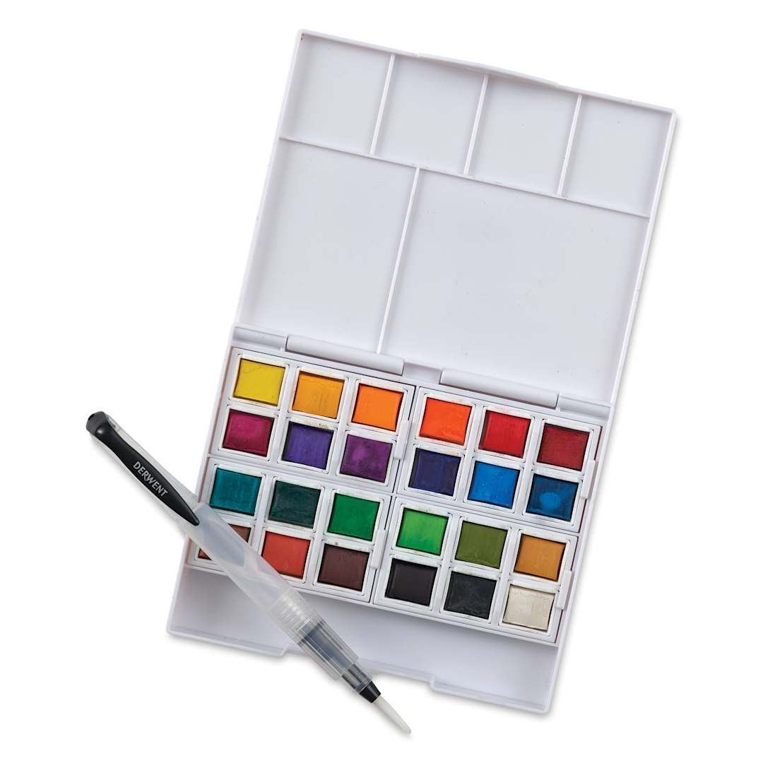 Open in modal - Derwent Watercolor Half Pan Paint - Set of 24, Assorted