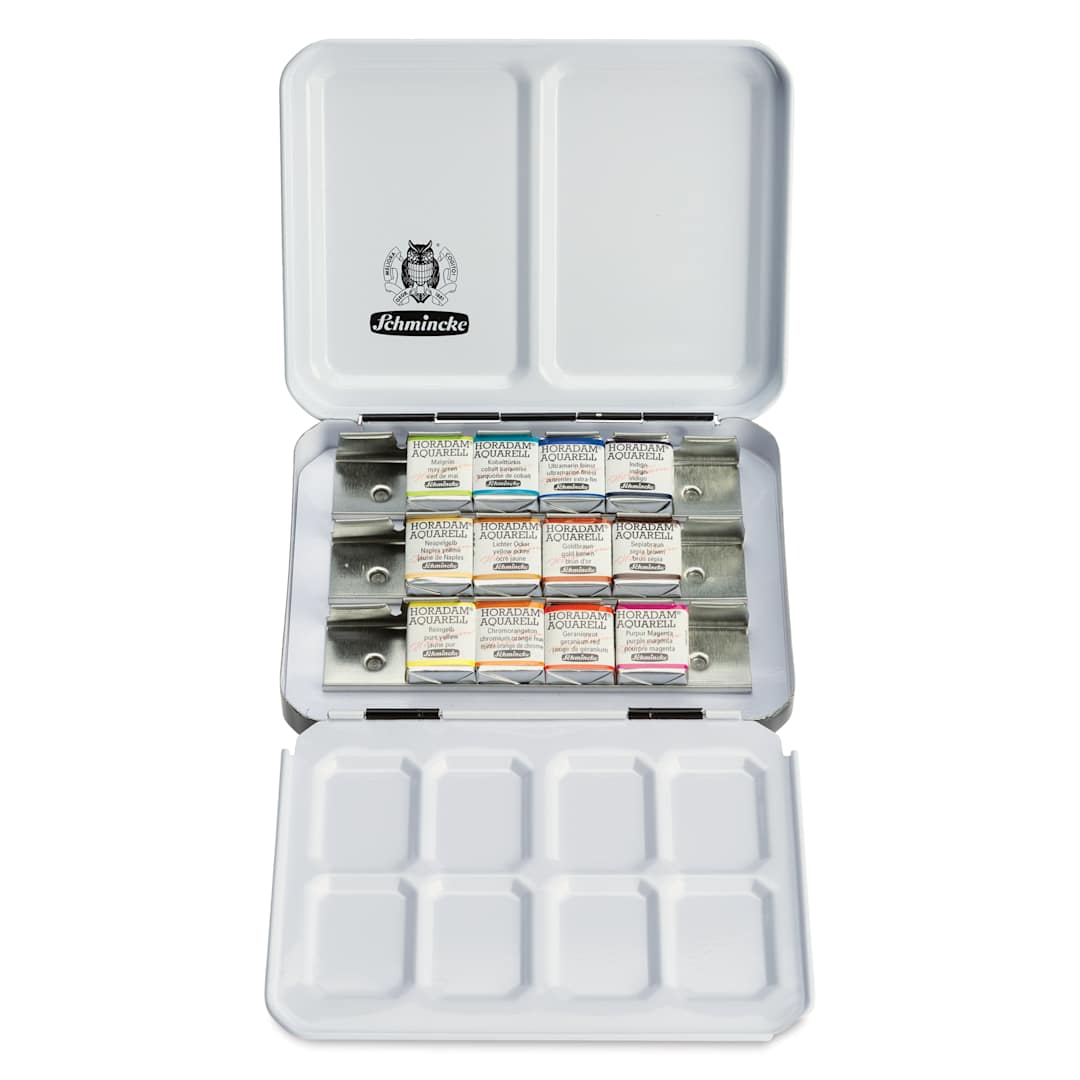 Open in modal - Schmincke Horadam Aquarell Watercolor Pans - Set of 12, Felix Scheinberger Colors, Half Pans