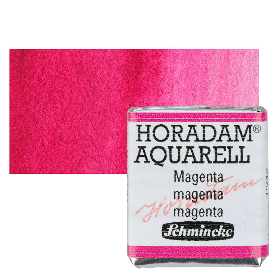 Open in modal - Schmincke Horadam Aquarell Watercolor - Magenta, Half Pan and swatch
