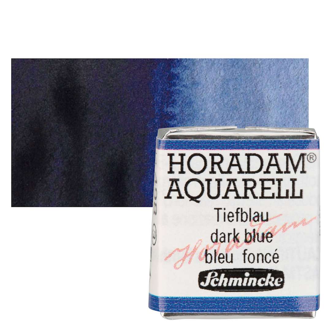 Open in modal - Schmincke Horadam Aquarell Watercolor - Dark Blue, Half Pan and swatch