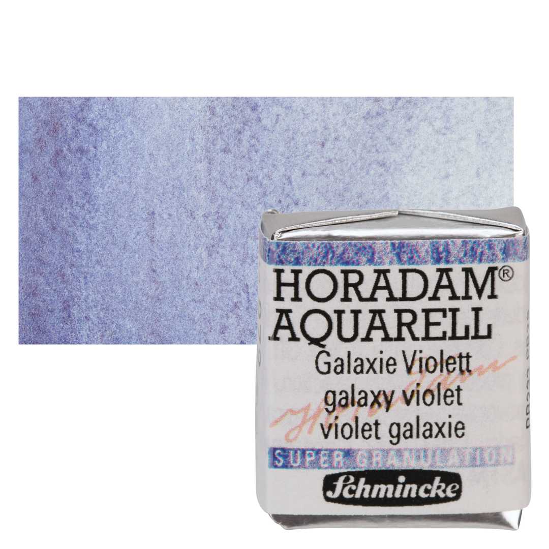 Open in modal - Schmincke Horadam Aquarell Artist Watercolor - Galaxy Violet, Supergranulation, Half Pan and swatch