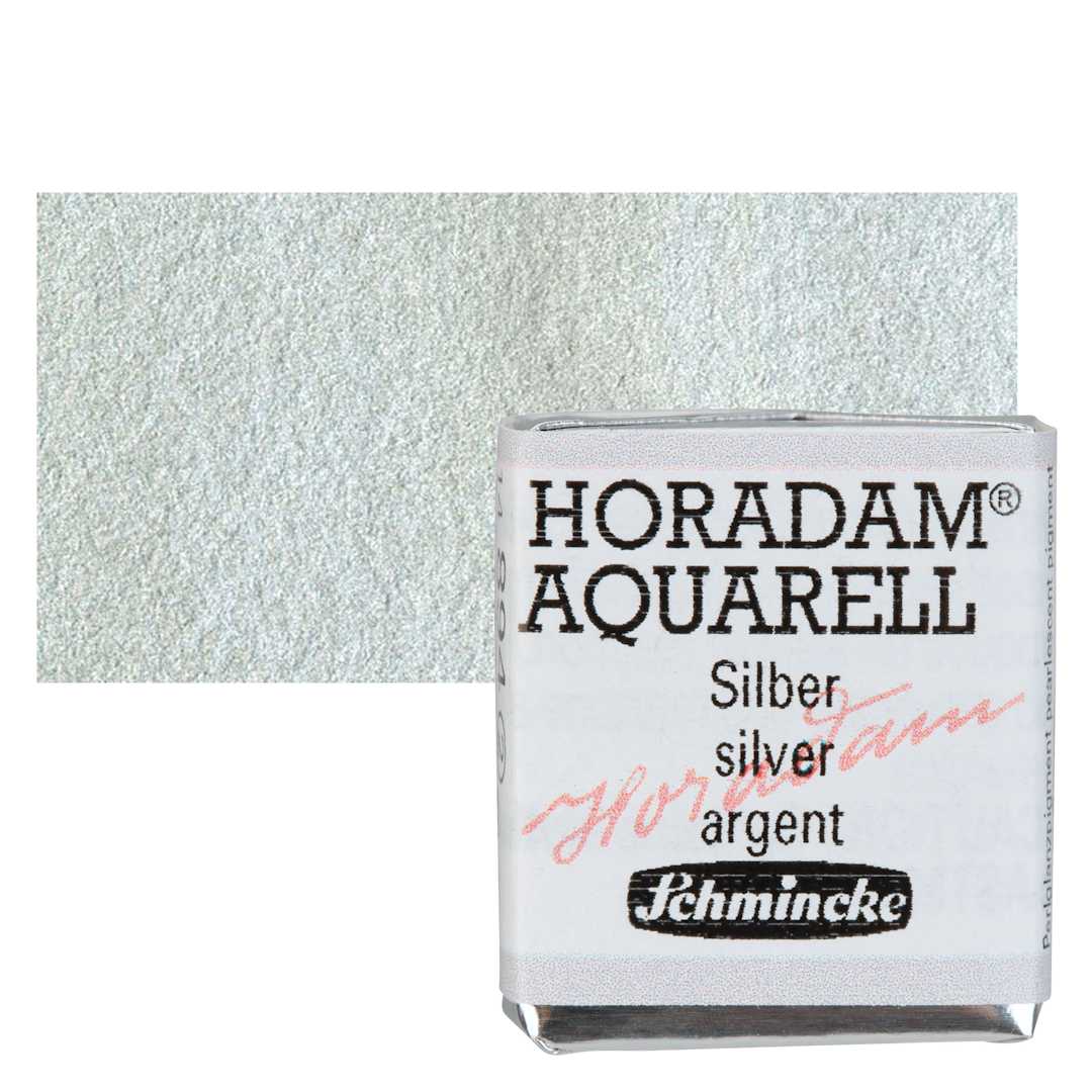 Open in modal - Schmincke Horadam Aquarell Watercolor - Silver, Half Pan and swatch