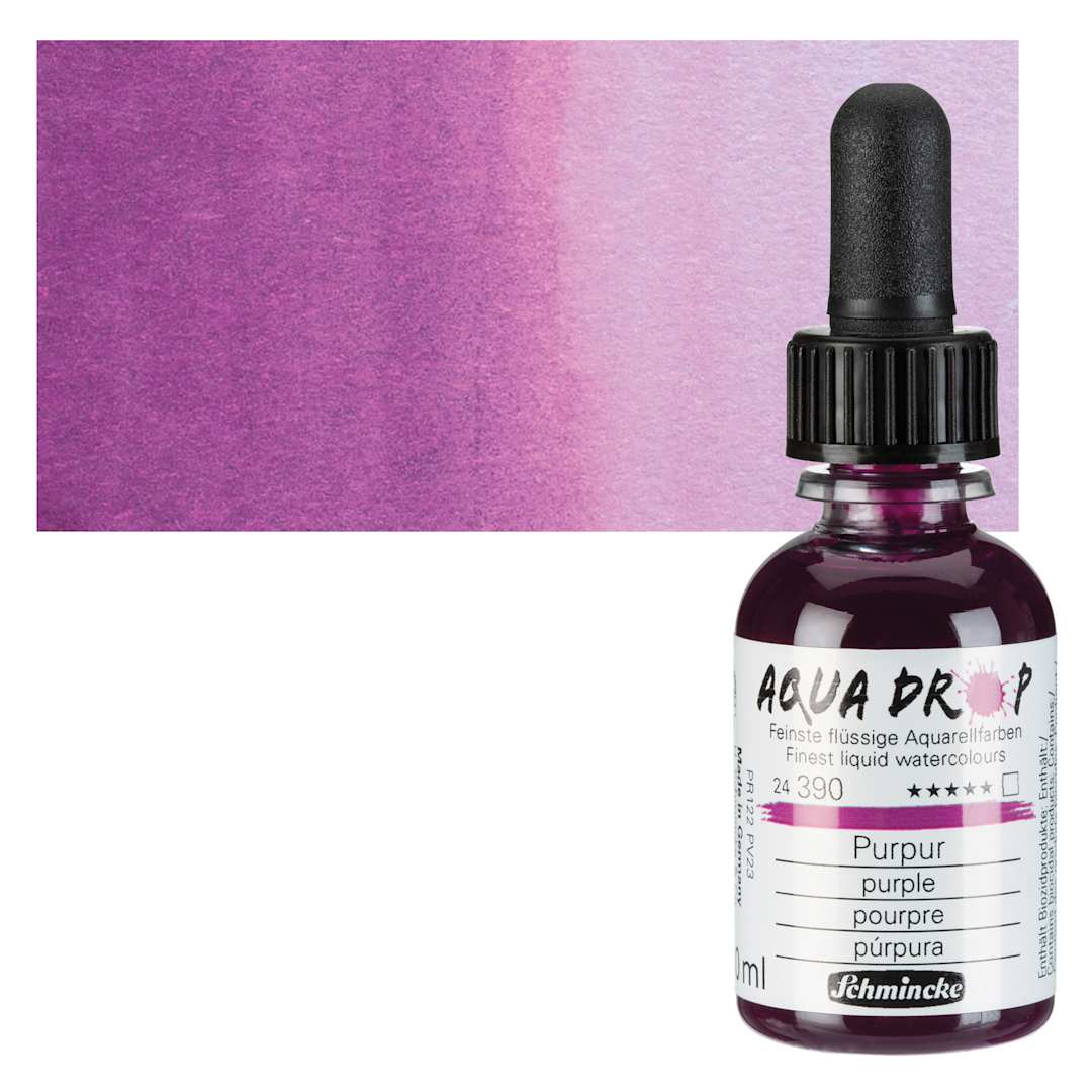 Open in modal - Schmincke Aqua Drop Watercolor - Purple, 30 ml bottle and swatch