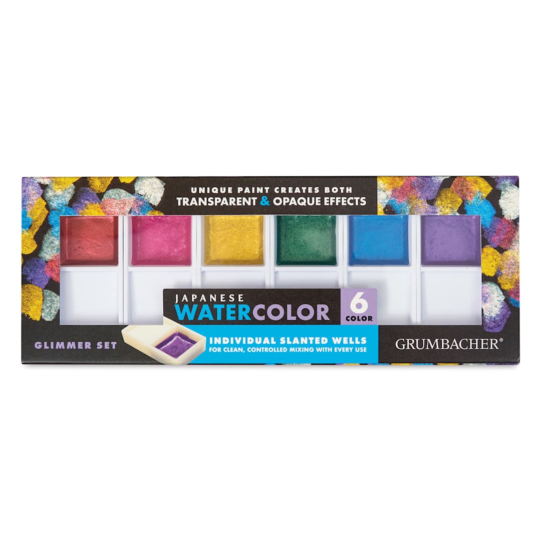 Open in modal - Grumbacher Japanese Watercolors - Set of 6, Glimmer Set