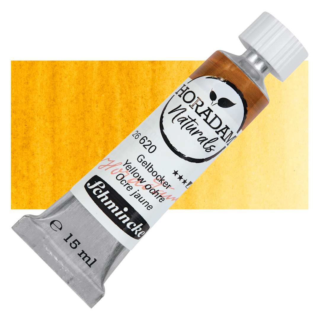 Open in modal - Schmincke Horadam Naturals Watercolor - Yellow Ochre, 15 ml Tube with swatch