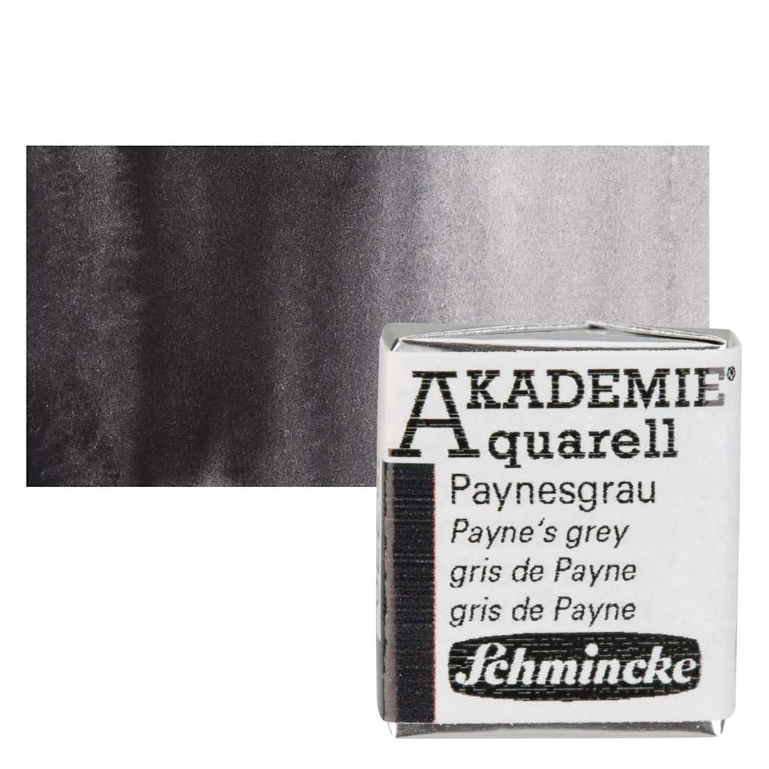 Open in modal - Schmincke Akademie Aquarell Watercolor Pan - Payne's Grey, Half Pan and swatch