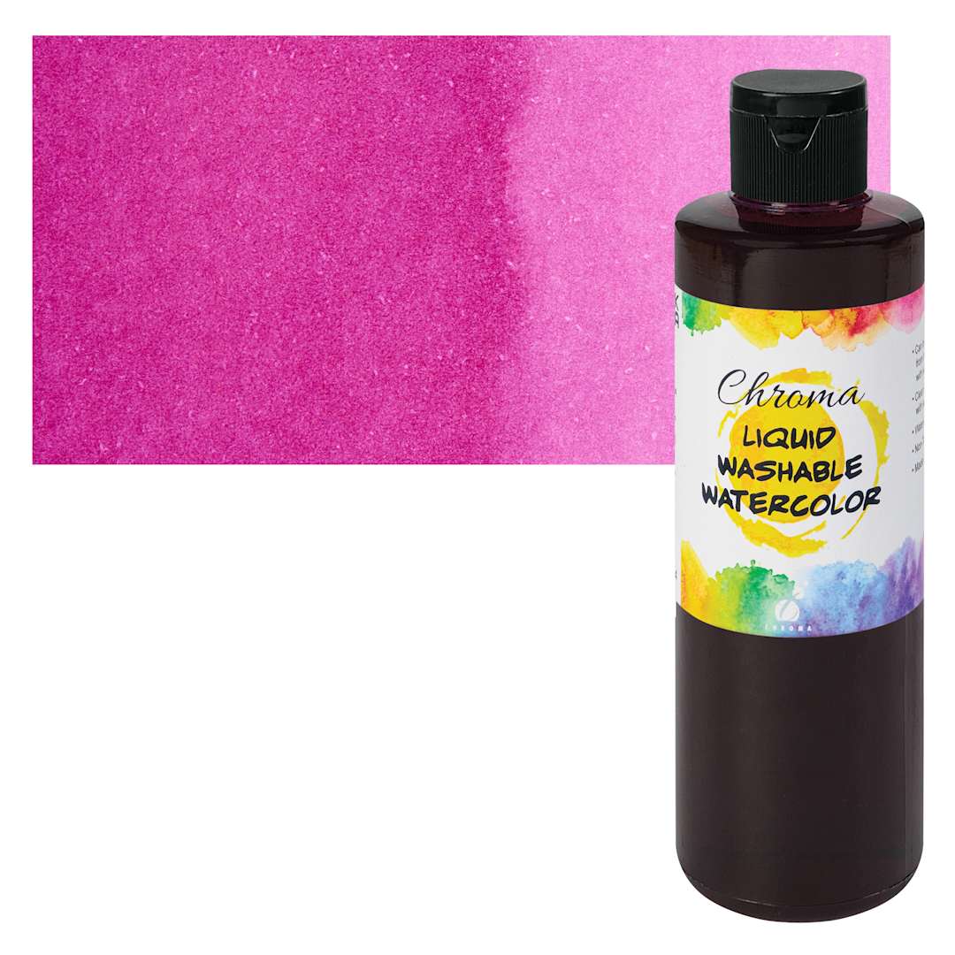 Open in modal - Chroma Liquid Washable Watercolor Paint - Red Violet, 8.4 oz, Bottle with swatch