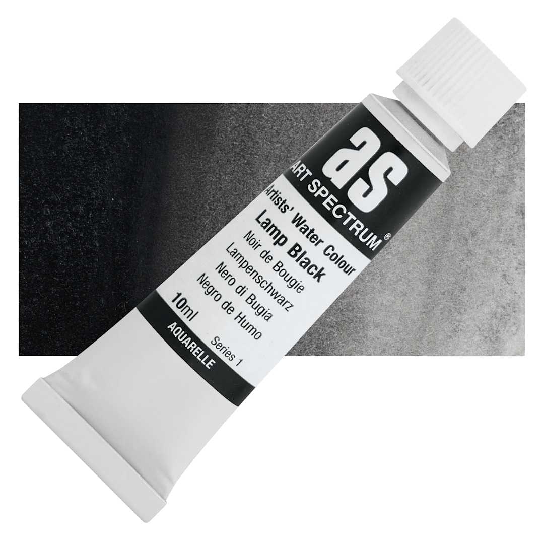 Open in modal - Art Spectrum Artists’ Watercolor Tube - Lamp Black, 10 ml tube and swatch