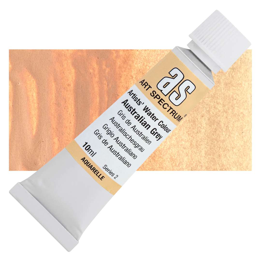 Open in modal - Art Spectrum Artists’ Watercolor Tube - Australian Grey, 10 ml tube and swatch